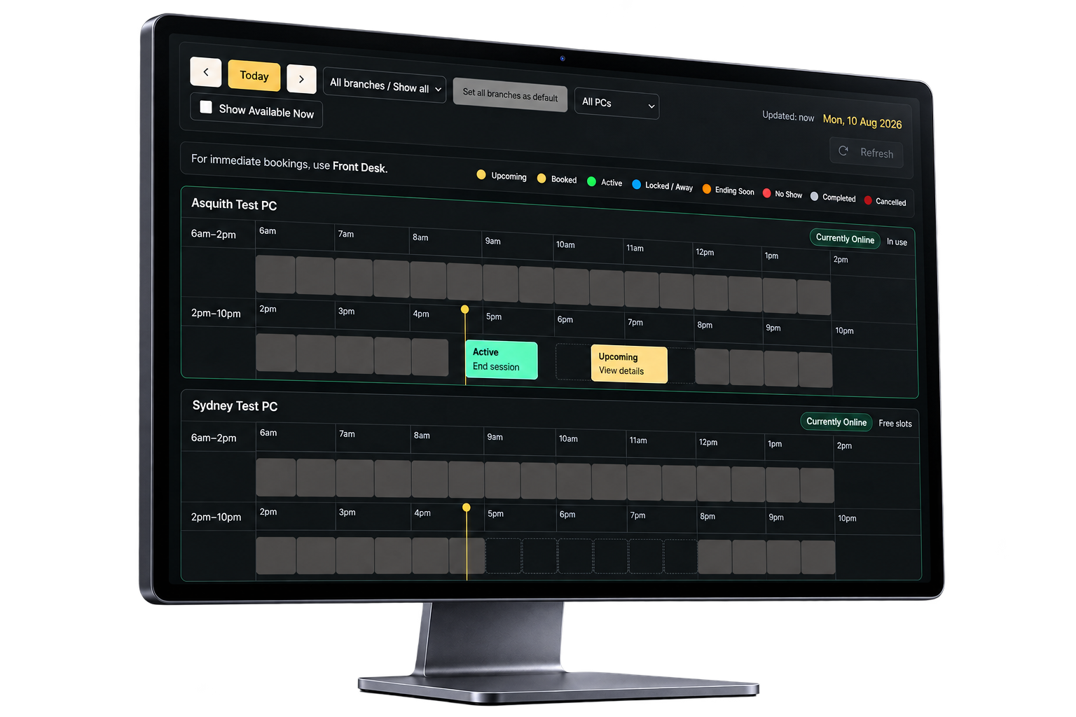 StudioHub PC Booking desktop interface