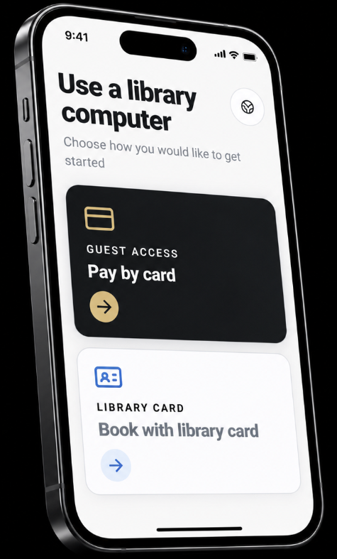 StudioHub mobile PC booking screen
